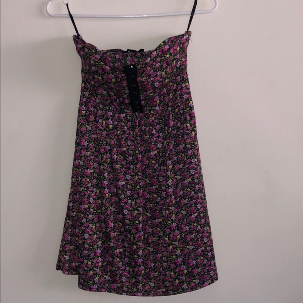 Navy w/Pink Floral Print Dress